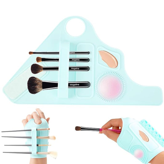 Makeup Mixing Palette Wrist Strap,Foldable Makeup Brush Storage Palette,Silicone Hand Wrist Makeup mixing tray Draw Assistance Tool for Small to Medium Brush