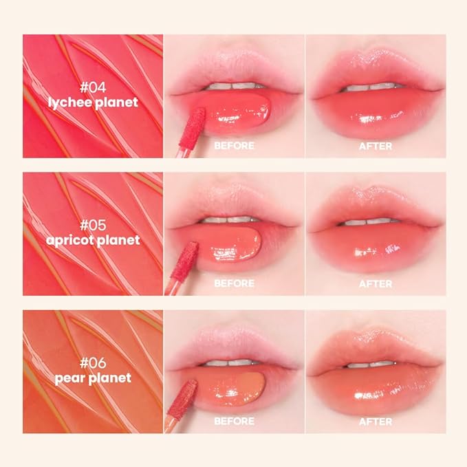 New Planet Tint | Clear Glow Tint Non-Sticky Lightweight Hydrating Long-Lasting Shine High Pigmented Volumizing Moisturizing Natural Lip Stain (#01 Cherry Balance, 4.1g)