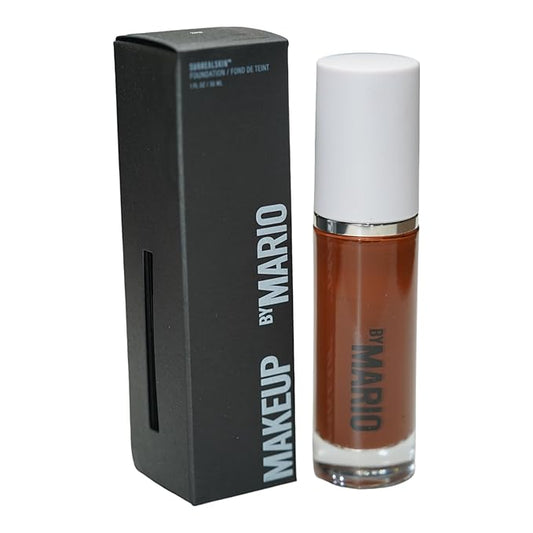 MAKEUP BY MARIO SurrealSkin Liquid Foundation, Liquid Formula, Vegan, Long-wearing coverage, Hydrating, Natural Finish, Size 30 mL (28W - dark deep with warm undertone)