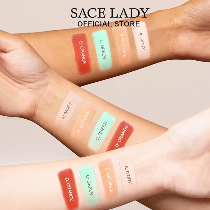 SACE LADY 4 in 1 Concealer Palette, 4 Colors Face Eye Brow Correcting Contour Cream Palette Full Covers Undereye Dark Circles, Blemishes, Redness (1pc concealer palette)