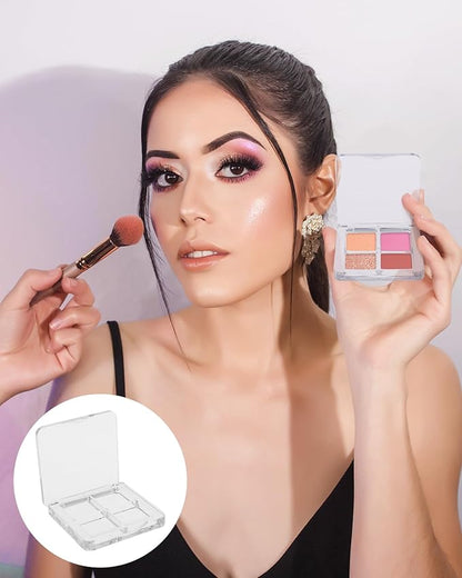 EORTA 12 Pieces Empty Makeup Palettes Box 4 Grids Eyeshadow Pigment Tray Women Refillable eyeshadow Lipstick Blush Highlighters Container Clear Square Pans for Lip Eyeshadow Paints