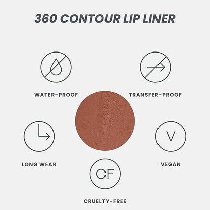 Wonderskin Lip Liner Pencil - 360 Contour Lipliner, Long Lasting, Sharpenable, Waterproof and Transfer-Proof Brown Lip Liner Pencil (Nutmeg)