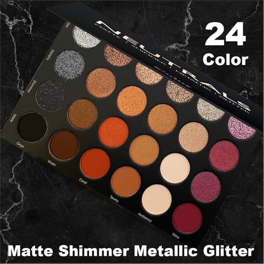Ccolor Cosmeticss - Neutrals, 24-Color eyeshadow Palette Matte/Shimmer/Metallic.Glitter Finish, Highly Pigmented Eye shadow Makeup, Long- Wearing Eye Palette, Eye Makeup Kit with Easy-to-Blend Shades