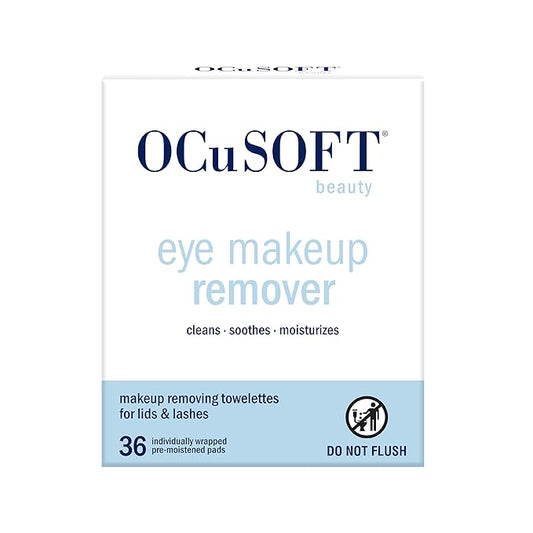 OCuSOFT Beauty Eye Makeup Remover, Individually Wrapped Makeup Removing Towelettes for the Face, Lids and Lashes, 36 Count