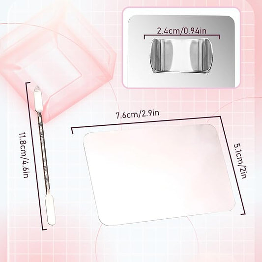 EKIND Makeup Mixing Palette, Stainless Steel Ring Palette with Makeup Spatula for Mixing Foundations, Lipsticks