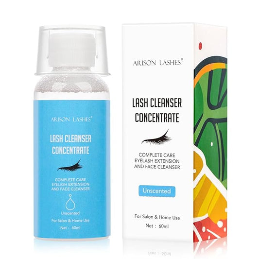Eyelash Cleanser Concentrate 60ml Professional Lash Extensions Shampoo Natural Foaming Cleanser for Extensions Lashes with Salon Home Care-Makes 12 Bottles 60ml Eyelash Shampoo (unscented)