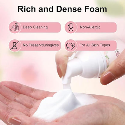 Lash Shampoo Kit 60 ml Lash Shampoo for Lash Extensions Lash Extension Cleanser 6 in 1 Eye Lash Cleansing Foam for Lash Clusters with Lash Wash, Lash Fan, Makeup Pad, Rinse Bottle, Lash Brush