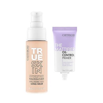 Catrice | True Skin Foundation 02 & The Mattifier Oil-Control Primer | Full Coverage Makeup | Vegan & Cruelty Free