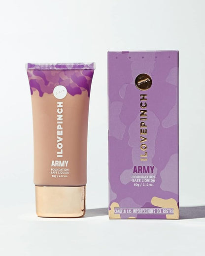 ILOVEPINCH Army Liquid Foundation Makeup, Semi Matte, Medium-to-High Coverage, Natural Beige No. 1-2,12 oz