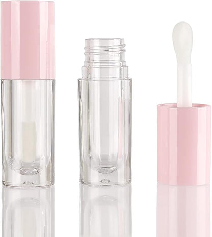 COSIDEA 50pcs Empty Pink 6ml big doe foot wand lip gloss tubes Round Chunky lipgloss tubes containers wholesale with thick large wand