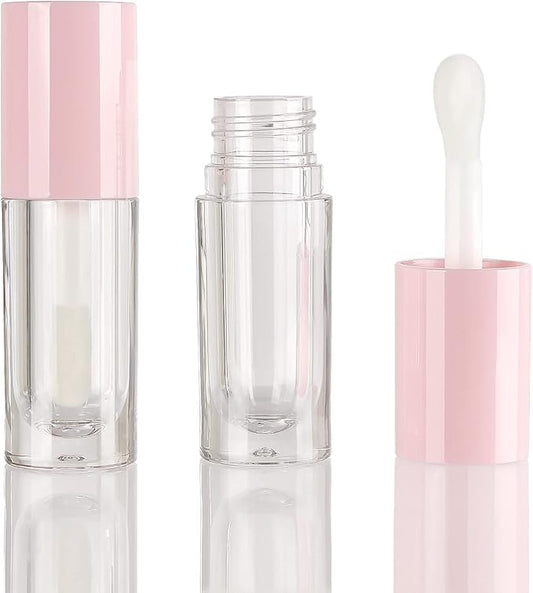 COSIDEA 50pcs Empty Pink 6ml big doe foot wand lip gloss tubes Round Chunky lipgloss tubes containers wholesale with thick large wand