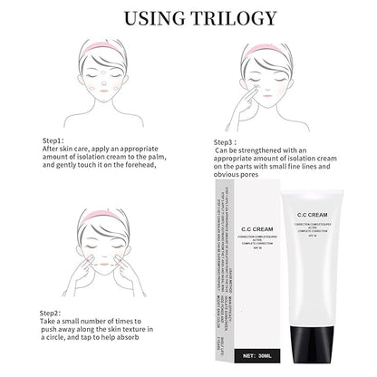 2PCS Skin Tone Adjusting CC Cream SPF 50,Cosmetics CC Cream Self Adjusting for Mature Skin, CC Cream Face Sunscreen and Foundation, Primer Moisturizing Skin Concealer Brightening Skin Tone