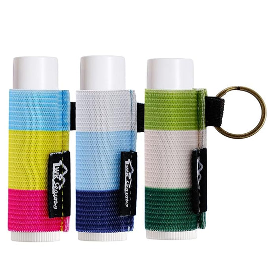WK IEASON - Lip Balm Holder Keychain Clip On Lipstick Sleeve Chapstick Sleeve Holder Keychain (Colorful strip)