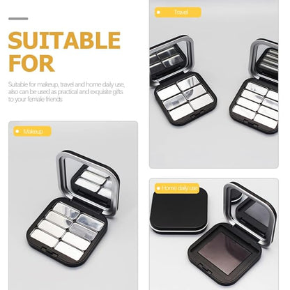 2pcs Empty Magnetic Eyeshadow Palette, Small Makeup Palette Lipstick Compact Containers Cosmetic Sample Storage Cases Magnetic Pallete for Makeup