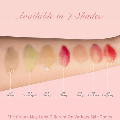 Hydrating Lip Glow Oil - Tinted Moisturizing Lip Gloss Plumping Non-Sticky Long-Lasting Shiny Fruit Flavor Lip Stain, 0.10 Fl Oz (Red Plum)