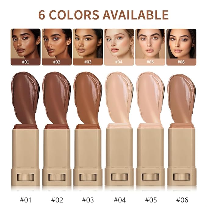 2PCS 3-in-1combining Foundation Stick Beauty Balm Serum Boosted Skin Tint,Solid Tinted Moisturizing Serum Contour Foundation Face for Women,Natural Finish Makeup,Buildable Medium-to-Full Coverage(#06)