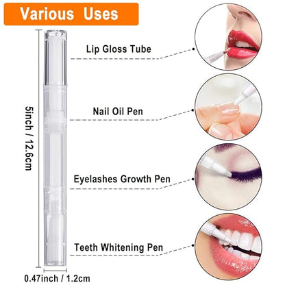 40 Pack 3 ML Transparent Twist Pens, Empty Cuticle Nail Oil Pen with Brush Tip, Cosmetic Lip Gloss Containers Applicators Eyelash Growth Liquid Tube with 2 Stickers