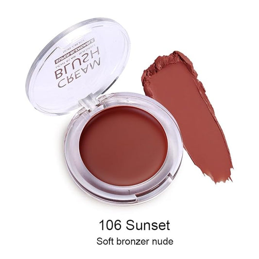 MAEPEOR Cream Face Blush 8 Color Lightweight Smooth Natural Look Matte Face Blush Long-Lasting Buildable Blusher for Cheeks (106 Sunset)