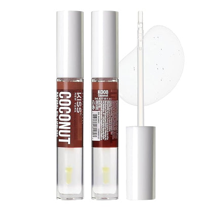 3 PACK Lip Oil Gloss, Hydrating Non-Sticky Lip Oil, 100% Natural Oil Clear Lip Gloss, Lightweight Lip Moisturizer (Gold & Honey & Coconut)