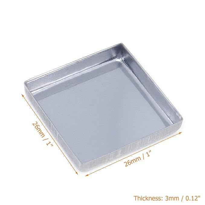 Coshar Pack of 30 Empty Square Metal Pans 26mm Eyeshadow Palette Pans Replacement for Magnets Makeup Palettes (3mm Height)
