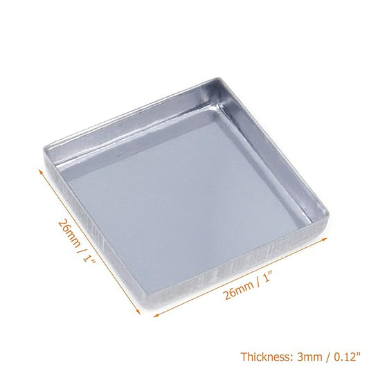 Coshar Pack of 30 Empty Square Metal Pans 26mm Eyeshadow Palette Pans Replacement for Magnets Makeup Palettes (3mm Height)