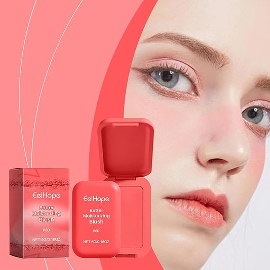 Cream Blush Palette,Butter Powder Blush for Cheeks Makeup,Butter Moisturizing Red Blush, Longwear Face Makeup and Waterproof,Smudge Proof,Natural-Looking Matte Finish
