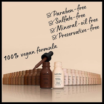 NYX PROFESSIONAL MAKEUP Total Control Pro Drop Foundation, Skin-True Buildable Coverage - Camel