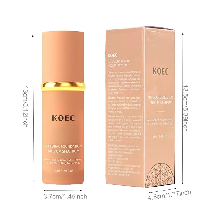 4 IN 1 Match Skin Color Changed Liquid Foundation, Full Coverage Flawless Base Nude Face Liquid Cover Concealer,Medium Spectrum,Long Wearing & Waterproof,Moisturizing with SPF 50+ Foundation