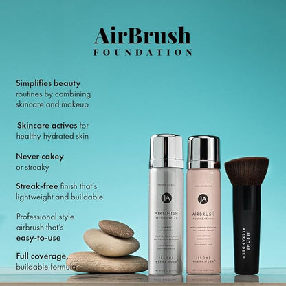 MagicMinerals AirBrush Foundation Set by Jerome Alexander – 3pc Set Includes AirFinish, Foundation and Kabuki Brush - Spray Makeup with Anti-aging Ingredients for Smooth Radiant Skin (Dark Espresso)