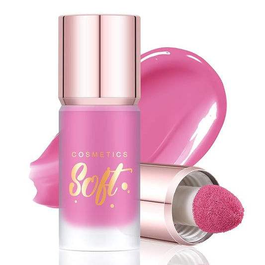 Boobeen Soft Liquid Blush Makeup for Cheeks, Lightweight and Buildable, Thin Cheek Makeup Stick for Natural Flush Color, Cream Blush Easy to Blend, With Build in Brush