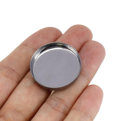 Coshar Pack of 30 Empty Round Metal Pans 26mm Eyeshadow Palette Pans Replacement for Magnets Makeup Palettes (5mm Height) Silver