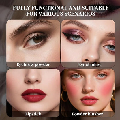18 Color Beauty Makeup Palette Set Portable All-in-One 11 Eyeshadow 2 Blush 2 Shimmer 3 Lipstick Palette Kit with Dual-Ended Brushes, Travel-Friendly Cosmetic Case for Daily Party