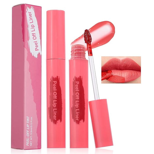 Lip Stain - Peel Off Lip Stain, Long Lasting Lip Liner with Matte Finish, Waterproof, Transfer-proof, Highly Pigmented Color (#02 Nude, 1 PCS)