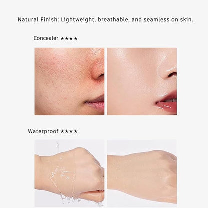 Moisture Cushion CC Cream Foundation for Mature Skin - Flawless Concealer BB Cream with Mushroom Head, Long-Lasting Waterproof Air Cushion CC, Natural honey and pine Makeup cream, Even Skin Tone（02#）