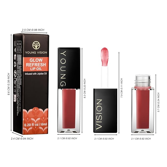 YOUNG VISION Lip Glow Oil, Lip Gloss with Jojoba Seed Oil, Moisturing and Plumping,0.20 fl oz(Pack of 1)
