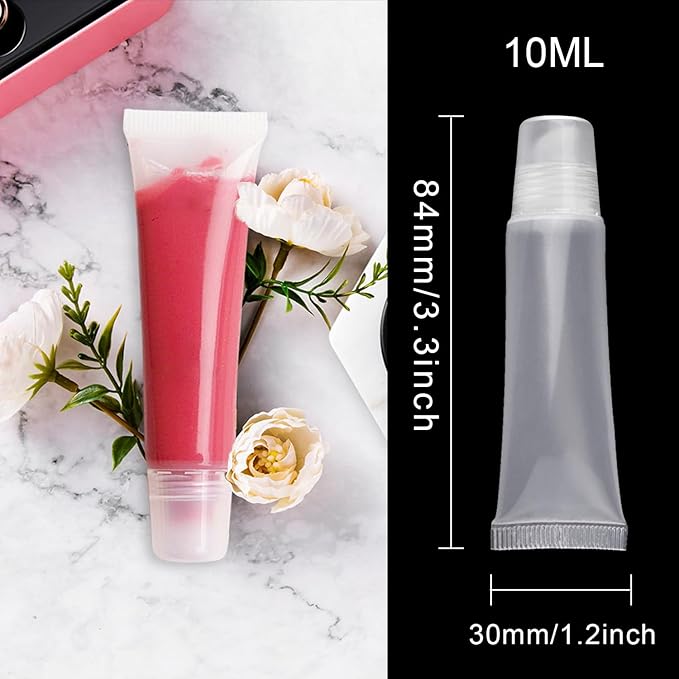 Rolybag 22 Packs Lip gloss Empty Tubes Containers(10ml),Travel empty bottle,Refillable Soft Cosmetic Squeeze Tubes For Women &Girls DIY Lip Gloss Cosmetics