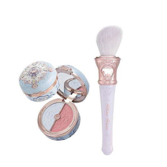 Flower Knows Butterfly Cloud Collar Rouge Box Highlighting & Blush Duo Powder 02 Seaborne Moon+Butterfly Cloud Collar Angled Powder Brush Frosty Wisteria