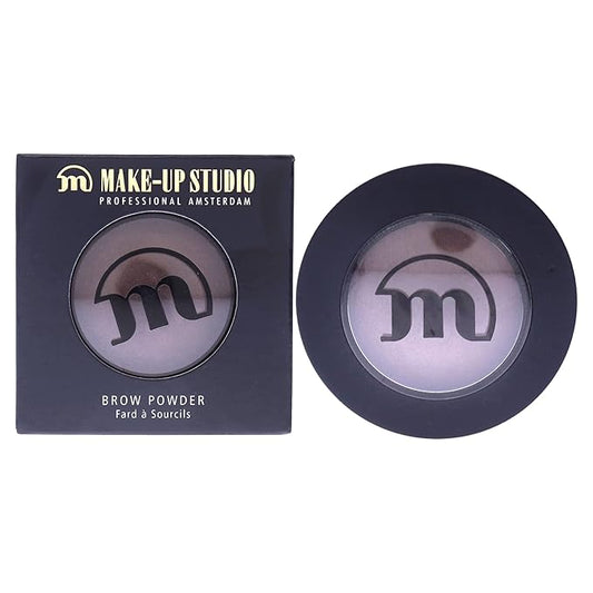 Professional Amsterdam Make-Up Brow Powder - Shape, Define And Improve - Beautiful Full Eyebrows For A Natural Appearance - Silky Texture - Long-Term Result - Dark - 0.06 Oz