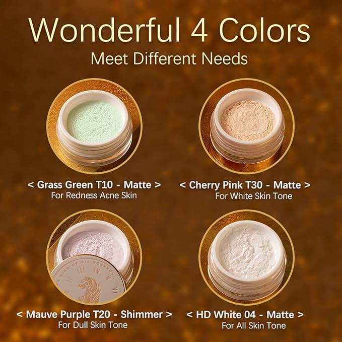 HEXZE Loose Face Powder Mineral,powder Foundation Invisible Blurring Lightweight Long Lasting Setting Powder 0.24 Oz, 04 White