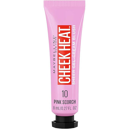 Maybelline Cheek Heat Gel-Cream Blush Makeup, Lightweight, Breathable Feel, Sheer Flush Of Color, Natural-Looking, Dewy Finish, Oil-Free, Pink Scorch, 1 Count