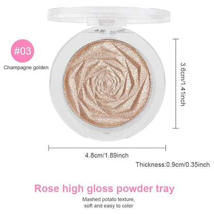 Rose Gold Face Highlighter Makeup Shimmer Glitter Rose Sparkly Highlighters Makeup Powder Palette for Face Cheek Skin iluminadores iluminador (gold)