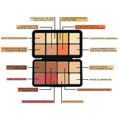 16 Colors Full Coverage Concealer Palette and 11 Pcs Makeup Brush, FantasyDay Long Lasting Lightweight Creamy Formula Xmas Makeup Contour Kit Color Corrector Conceal Moisturizing Foundation Camouflage
