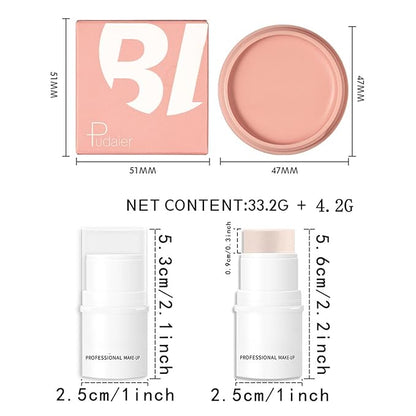 Blush Multi Stick, Lightweight & Blendable, Non-greasy & Waterproof, For Eyes, Lips & Cheeks, Highlight Contouring blush, Perfectly Blended, Contour Stick (SET 1, 2 in 1)