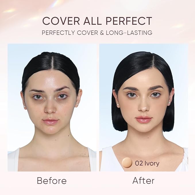 Cushion Foundation | Cover All Perfect Air Cushion | SPF 35 PA++++ | Oil-Control Waterproof Fondation Sweatproof Matte Finish Poreless Foundation Flawless BB Cream CC Makeup