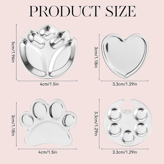 4 Pack Mini Nail Art Palette, Nail Polish Palette, Finger Rings Metal Manicure Palettes Tools, Gel Palettes Manicure for Nails Art Display