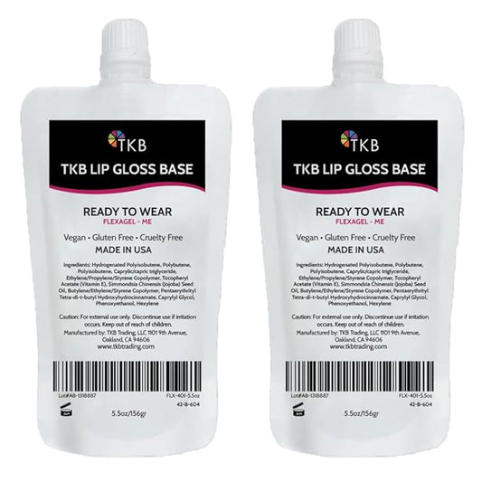 TKB Lip Gloss Base (Flexagel ME)| Clear Lip Gloss Base for DIY Lip Gloss| Ready-to-Wear| Moisturizing, High Shine, Crystal Clear, Vegan, Gluten and Cruelty free| Made in USA (5.5 Ounce (Pack of 2))
