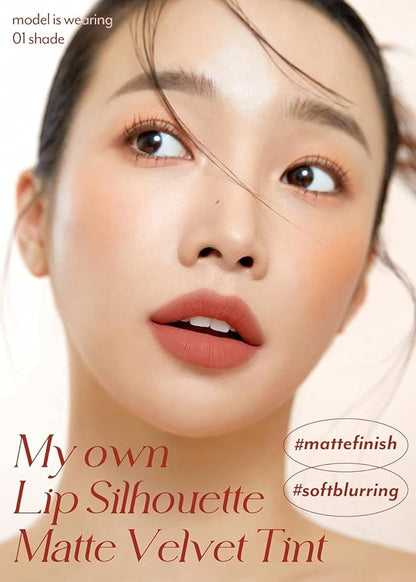 I'M MEME Matte Velvet Tint - Lip Silhouette 06 Preppy Brick (Deep Red Shade) | Vivid Color, Long Lasting, Moisturizing & Hydrating, Light-weight, Neutral Lip Stain Mousse, 4mL