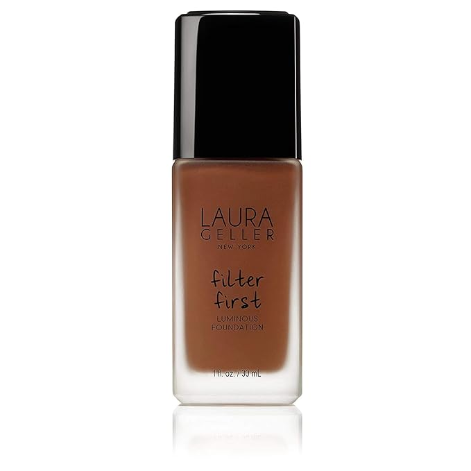 LAURA GELLER NEW YORK Filter First Luminous Liquid Makeup Foundation, Lightweight, Medium to Full Coverage, Non-Settling Formula, Mahogany, 1 Fl Oz