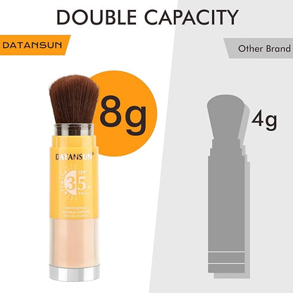 2 IN 1 Powder Sunscreen For Face【SPF 35】【Oil Control】【Lightweight】 Matte Finish Mineral Sunscreen Setting Powder For All Skin, 04-Medium