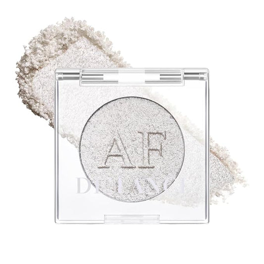 White Silver Highlighter Makeup, Intensely Pigmented Diamond Pearl Shimmer Face Highlighters Palette, Smooth Highlighter Powder for Face Body Illuminator, Long Lasting iluminadores de maquillaje, #06